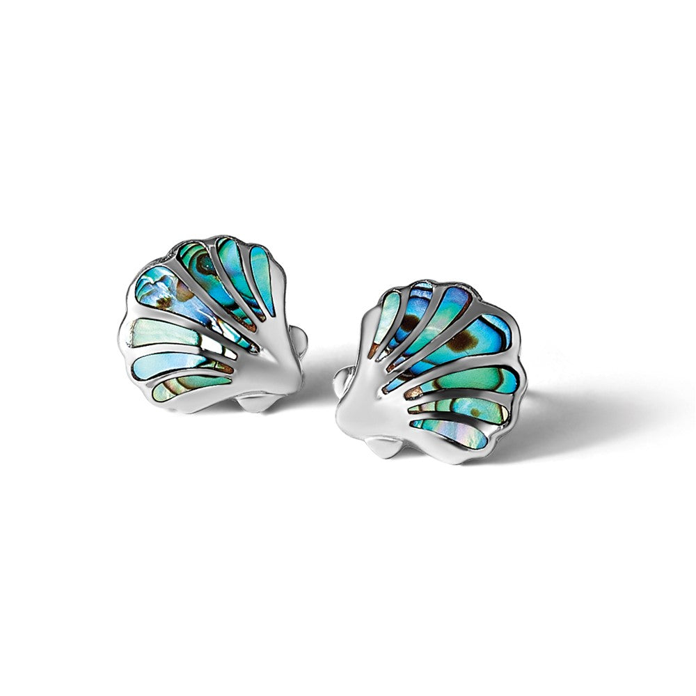 Sterling Silver Rhodium Plated Polished CZ Dolphin Post Earrings