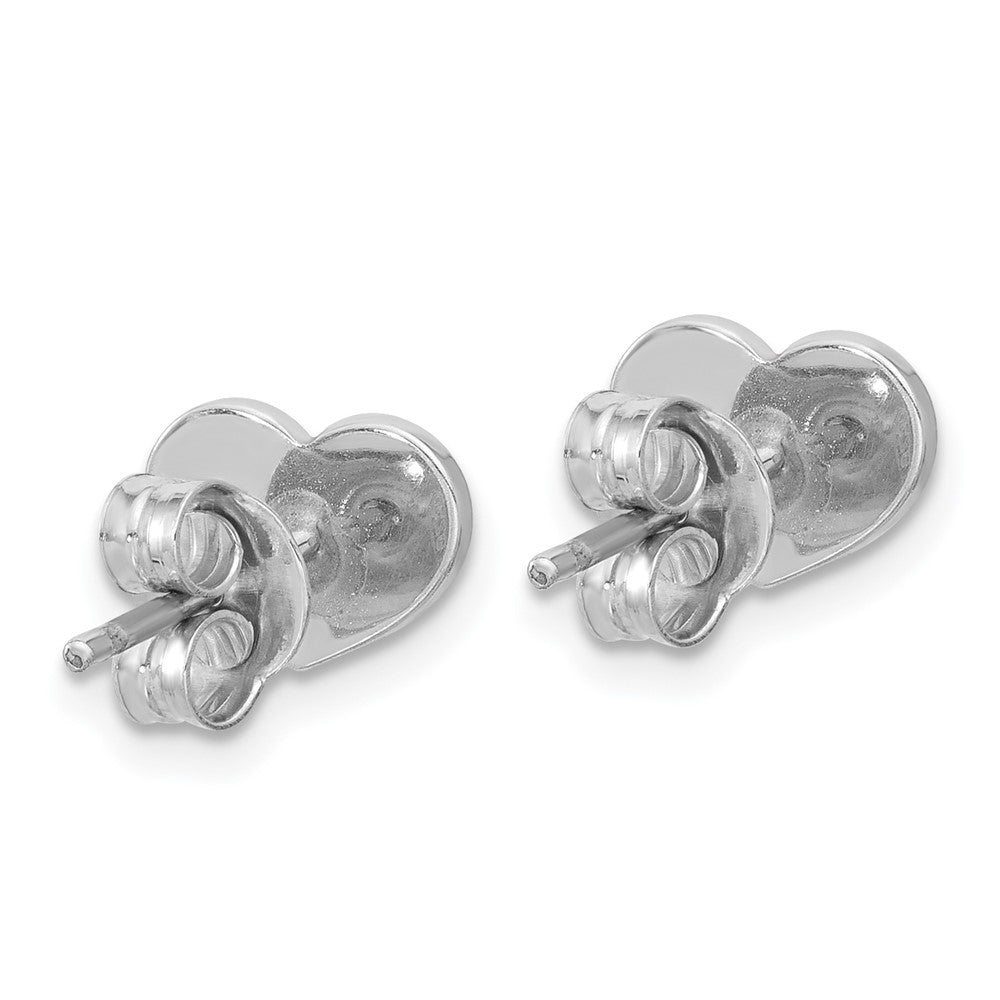 Sterling Silver Rhodium Plated Mother of Pearl Heart Post Earrings