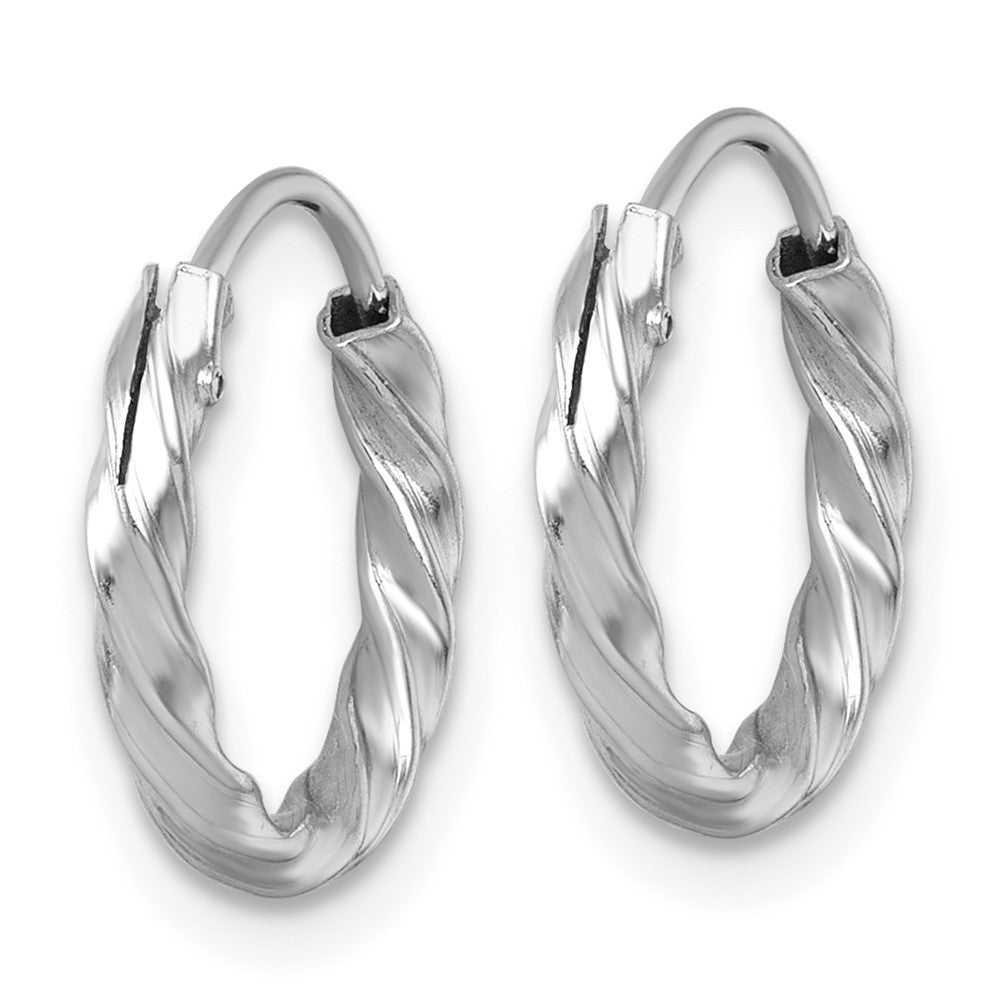 Sterling Silver Rh-Pltd Polished Twisted 15.5x2.25mm Round Hoop Earrings