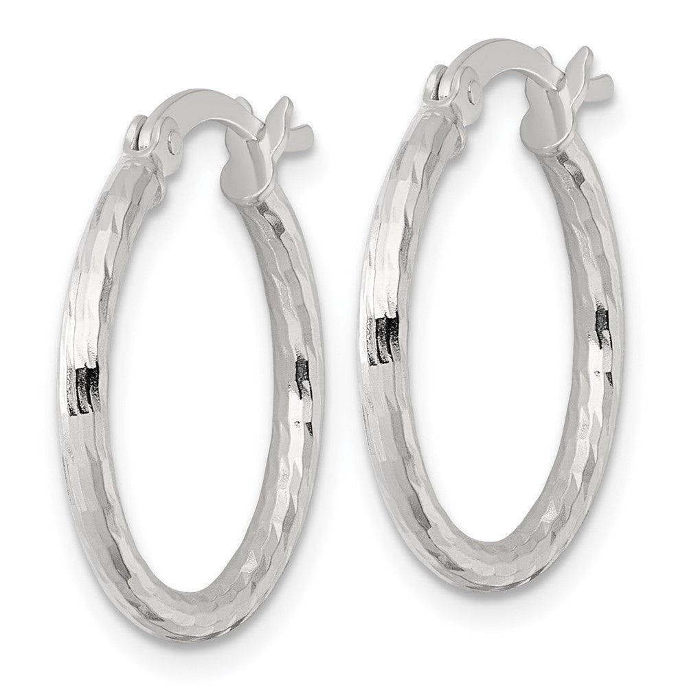 Sterling Silver Polished Diamond-Cut 20x2mm Round Hoop Earrings