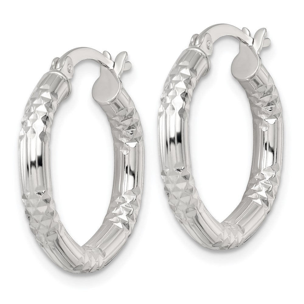 Sterling Silver Polished D/c Textured 20x3.25mm Round Hoop Earrings