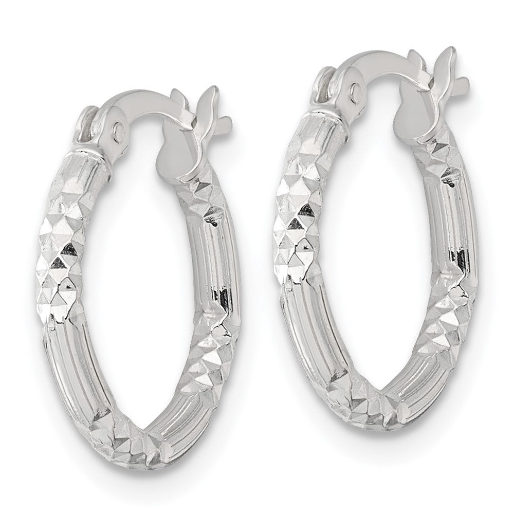Sterling Silver Polished D/c Textured 16x2.25mm Round Hoop Earrings