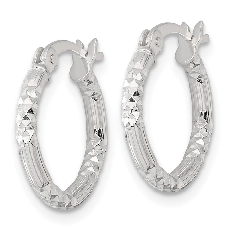 Sterling Silver Polished D/c Textured 16x2.25mm Round Hoop Earrings