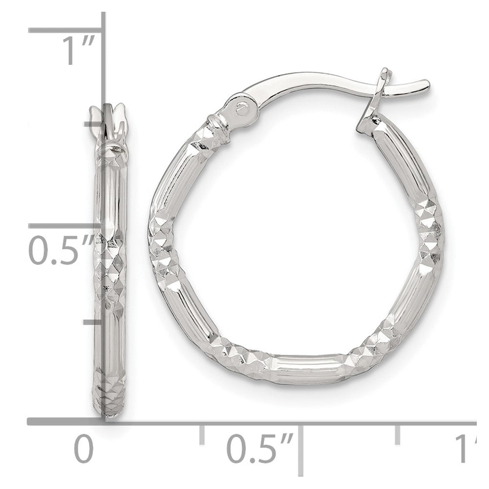 Sterling Silver Polished D/c Textured 20x2.25mm Round Hoop Earrings