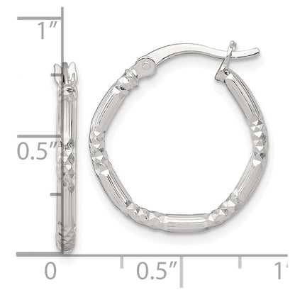 Sterling Silver Polished D/c Textured 20x2.25mm Round Hoop Earrings