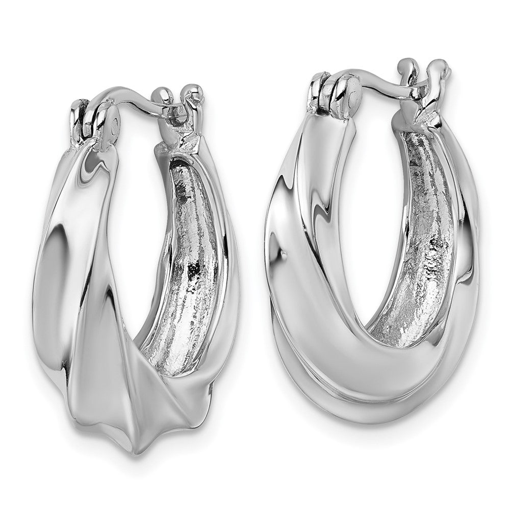 Sterling Silver Rhodium-Plated Twisted Hoop Earrings