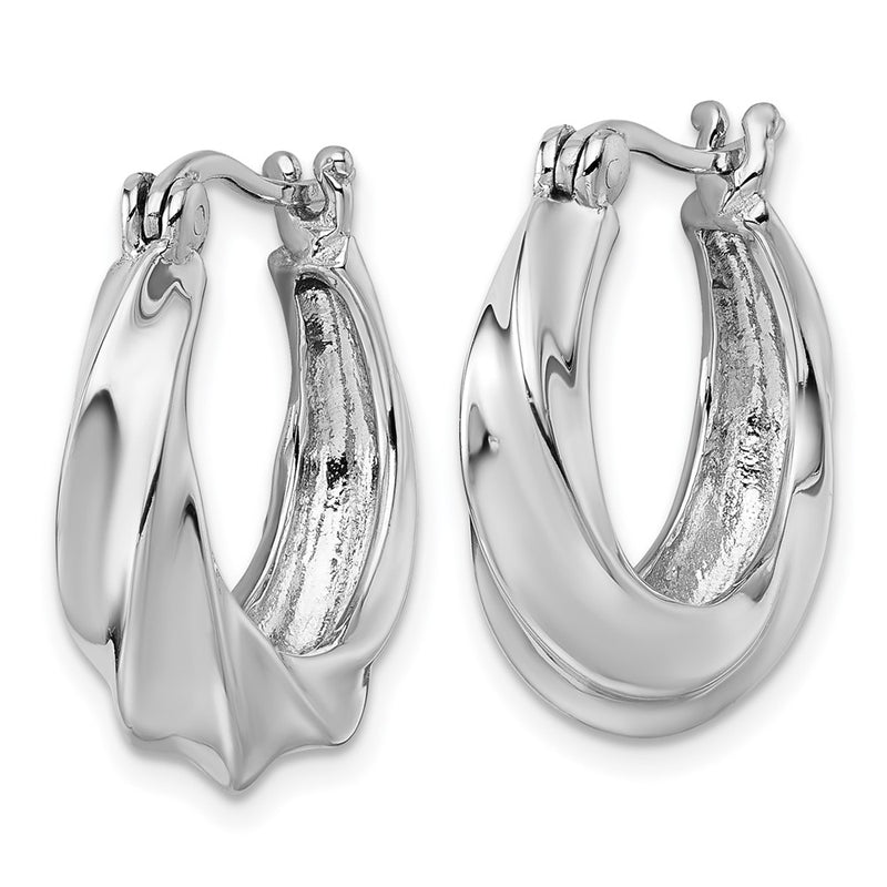 Sterling Silver Rhodium-Plated Twisted Hoop Earrings