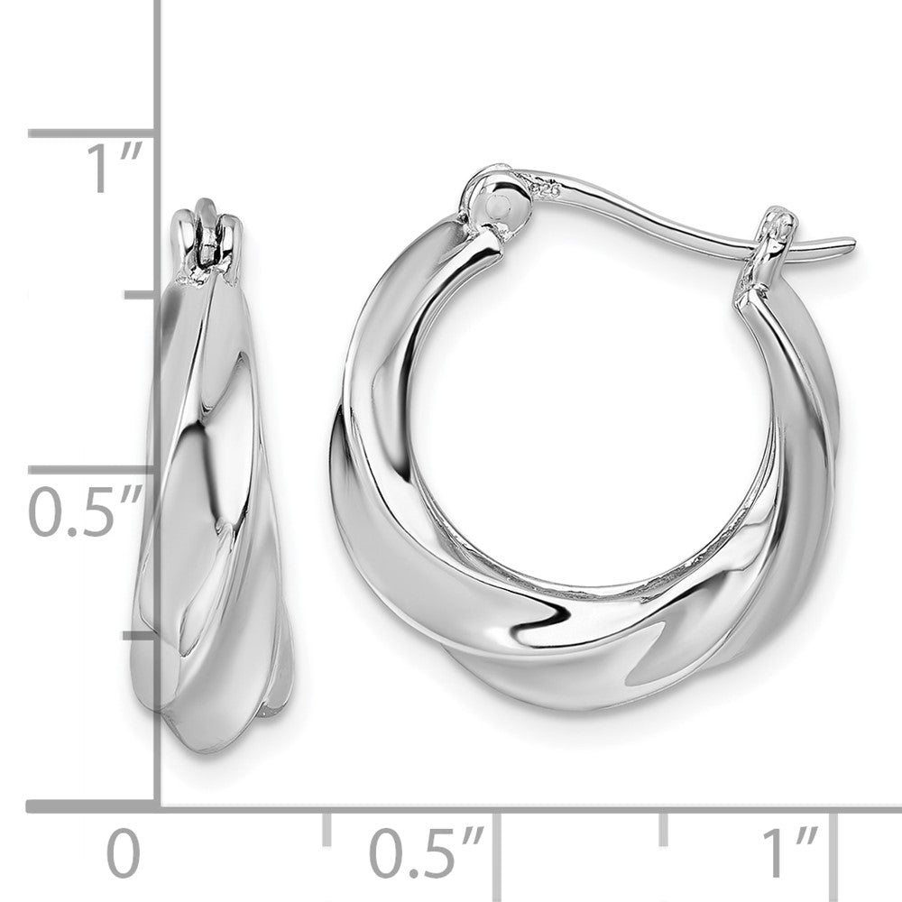 Sterling Silver Rhodium-Plated Twisted Hoop Earrings