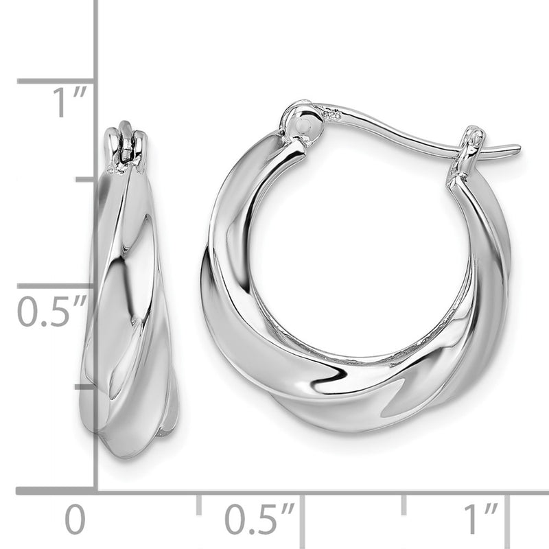 Sterling Silver Rhodium-Plated Twisted Hoop Earrings