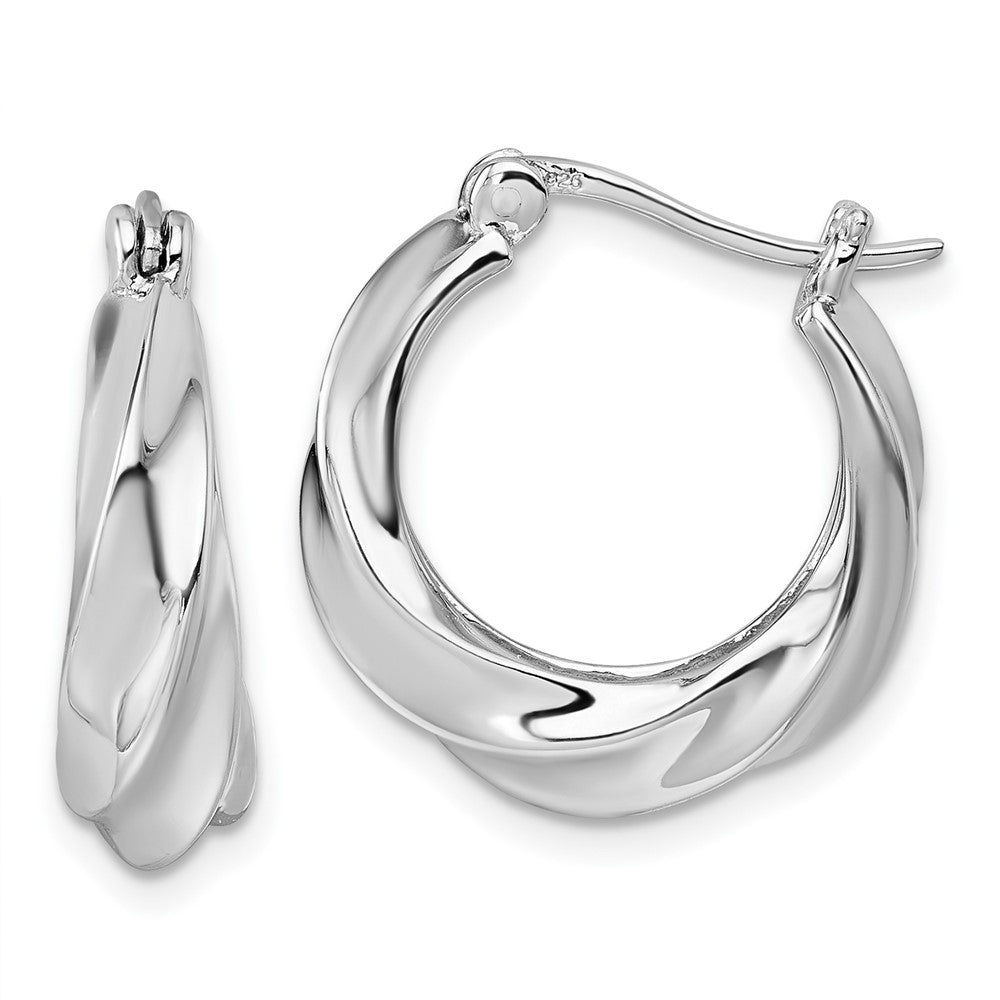 Sterling Silver Rhodium-Plated Twisted Hoop Earrings