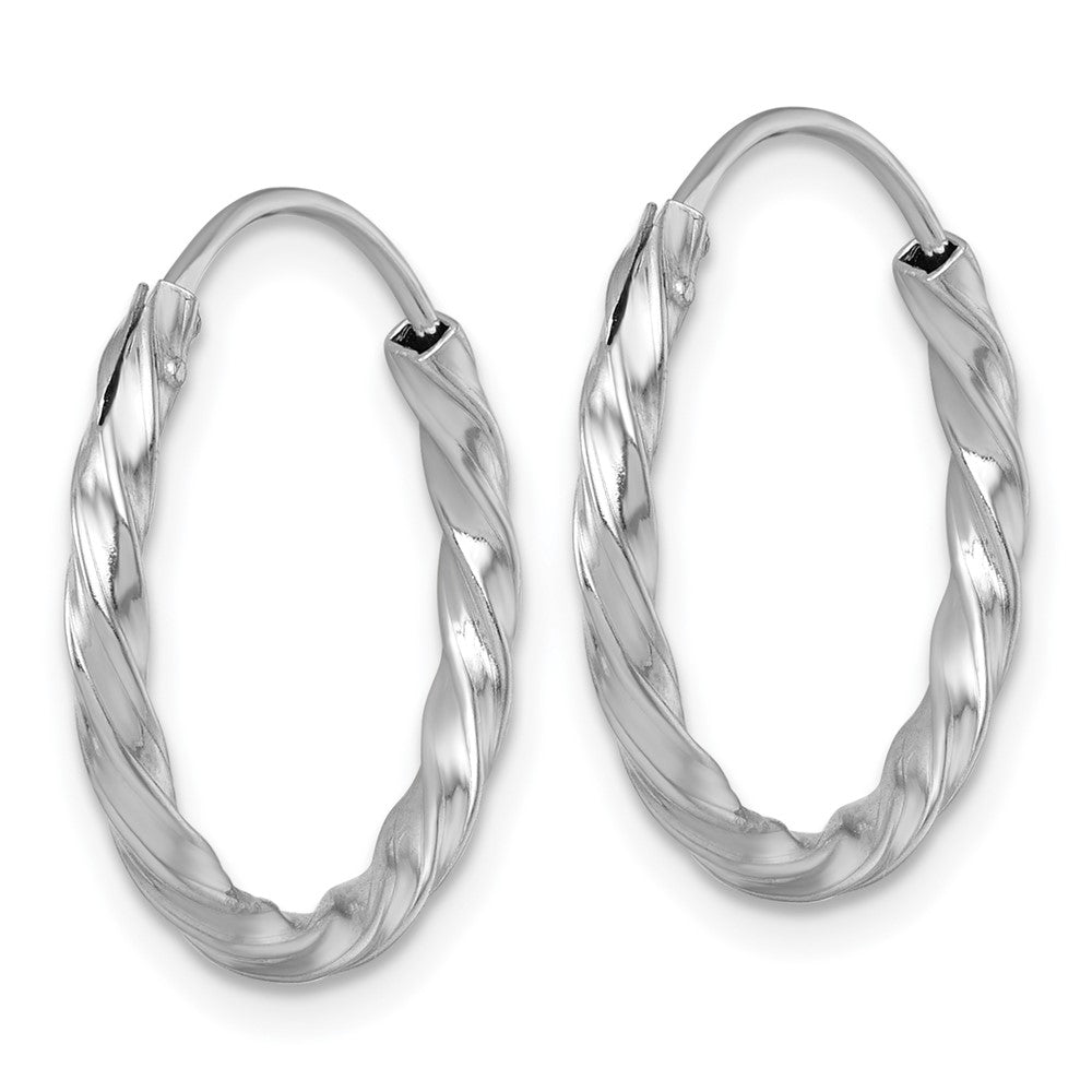 Sterling Silver Rh-Pltd Polished Twisted 20x2.25mm Round Hoop Earrings