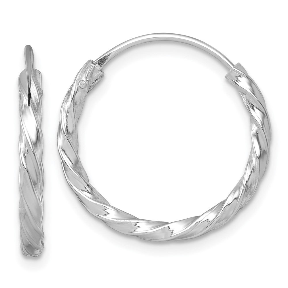 Sterling Silver Rh-Pltd Polished Twisted 20x2.25mm Round Hoop Earrings