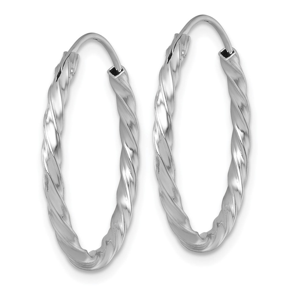 Sterling Silver Rh-Pltd Polished Twisted 26x2.25mm Round Hoop Earrings