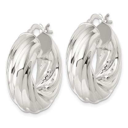 Sterling Silver Polished 8mm Twisted Hoop Earrings