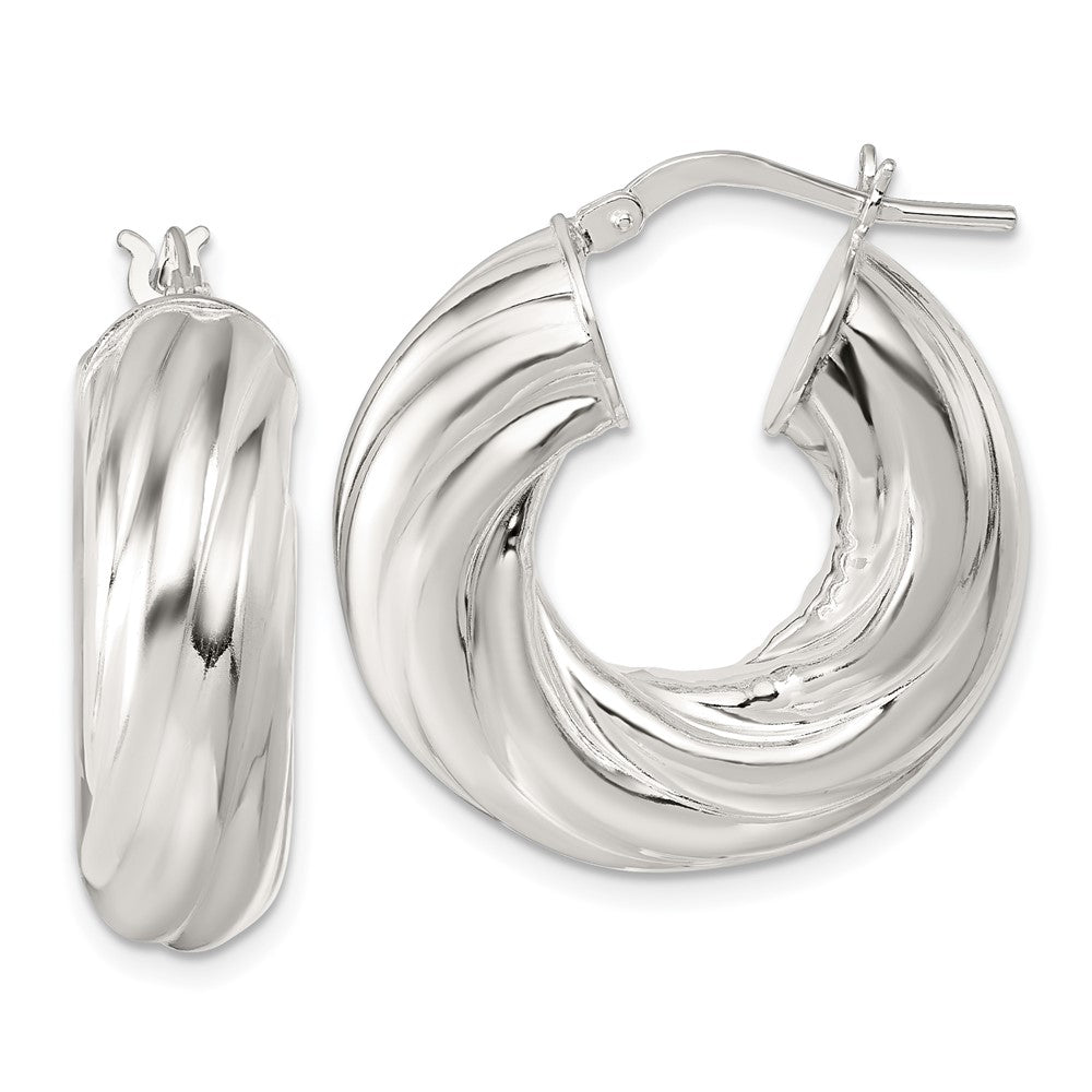 Sterling Silver Polished 8mm Twisted Hoop Earrings
