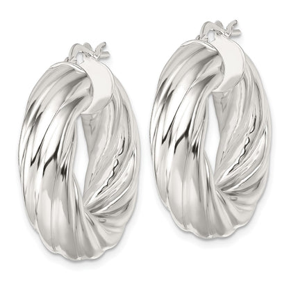 Sterling Silver Polished 8mm Twisted Hoop Earrings
