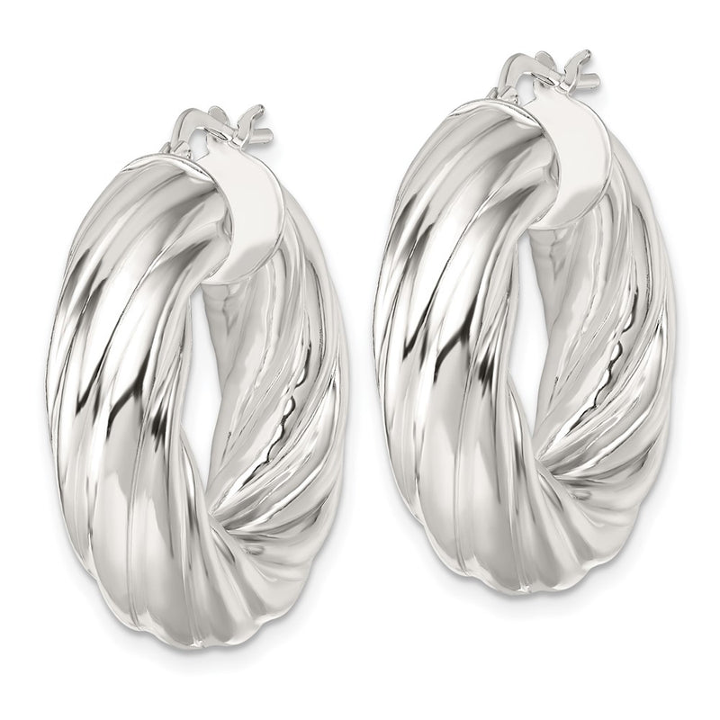 Sterling Silver Polished 8mm Twisted Hoop Earrings