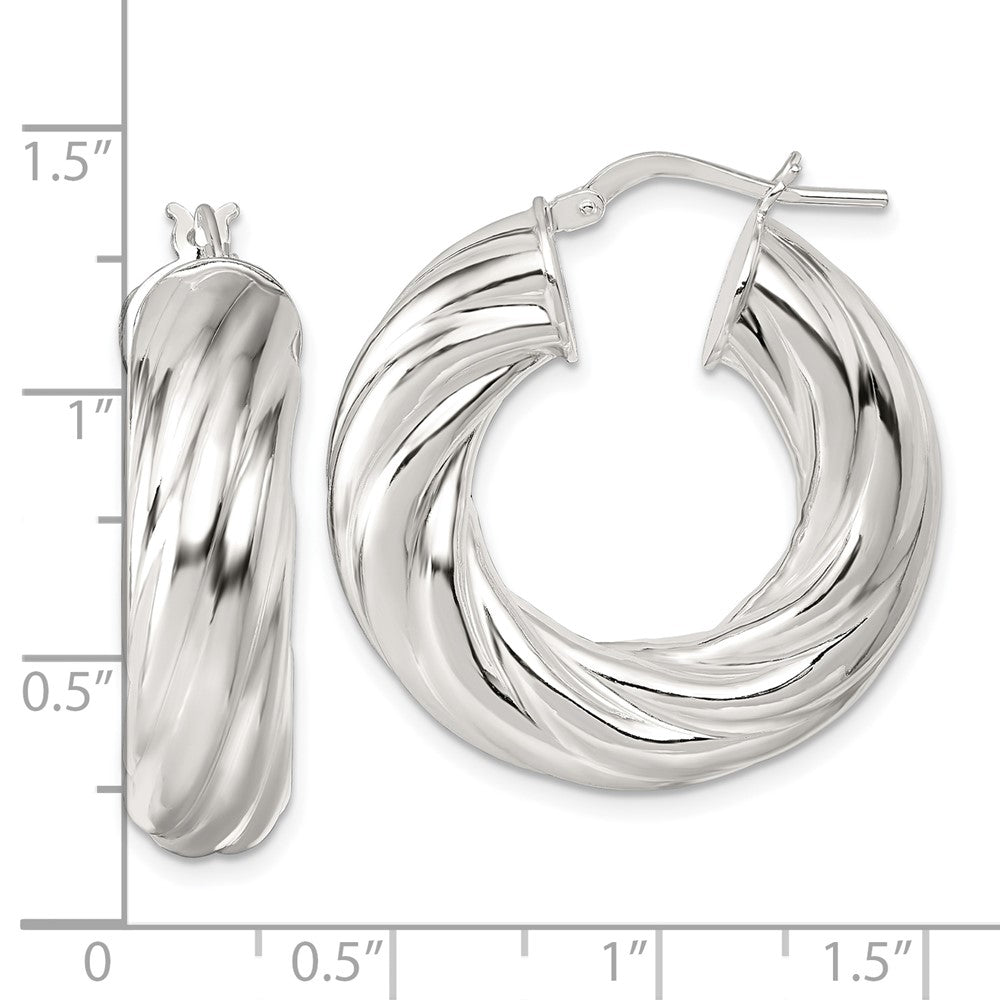 Sterling Silver Polished 8mm Twisted Hoop Earrings
