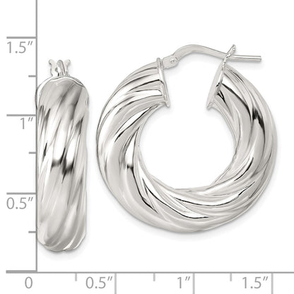 Sterling Silver Polished 8mm Twisted Hoop Earrings