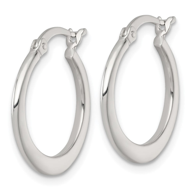 Sterling Silver Polished 20.0mm Tapered Round Hoop Earrings