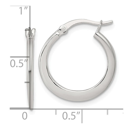 Sterling Silver Polished 20.0mm Tapered Round Hoop Earrings