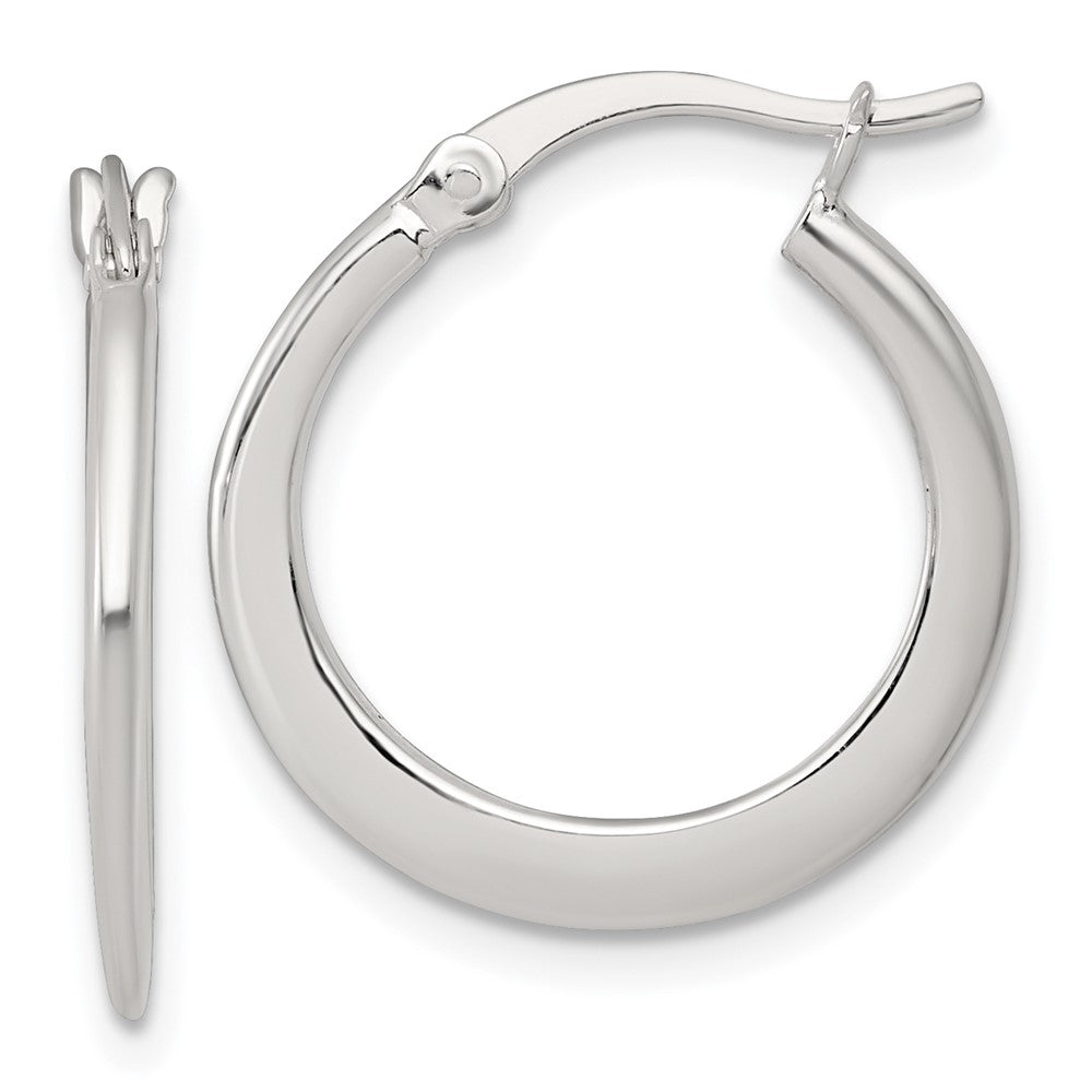 Sterling Silver Polished 20.0mm Tapered Round Hoop Earrings