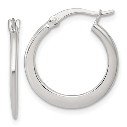Sterling Silver Polished 20.0mm Tapered Round Hoop Earrings