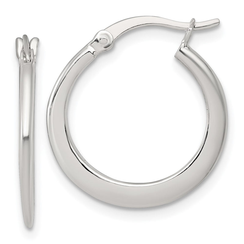 Sterling Silver Polished 20.0mm Tapered Round Hoop Earrings