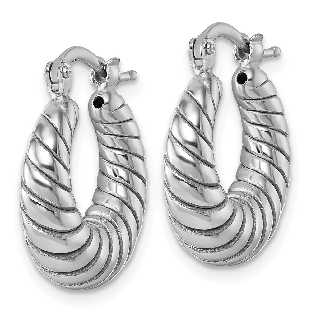 Sterling Silver Rhodium Plated Polished Twisted Hoop Earrings