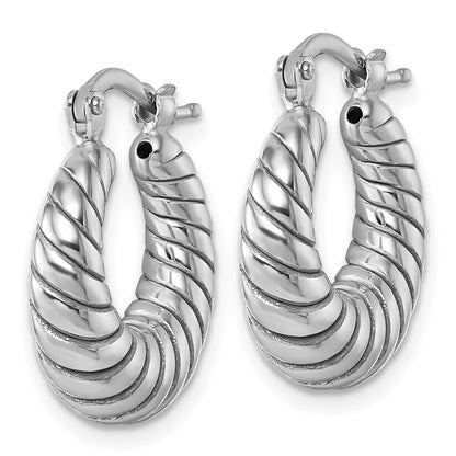 Sterling Silver Rhodium Plated Polished Twisted Hoop Earrings