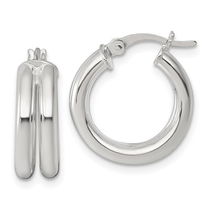 Sterling Silver Polished Double Tube Hoop Earrings