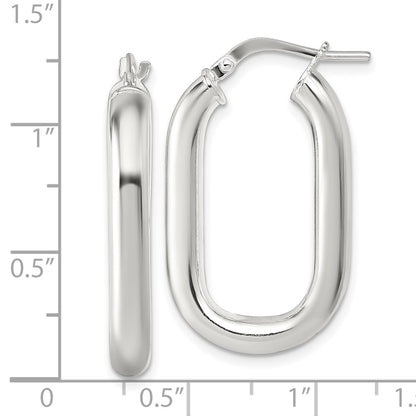 Sterling Silver Polished 4mm Oval Hoop Earrings