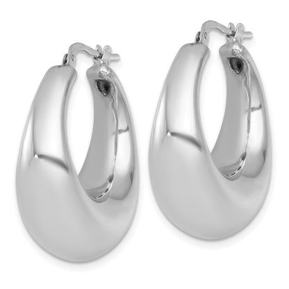 Sterling Silver Rhodium-Plated Polished 12mm Hoop Earrings