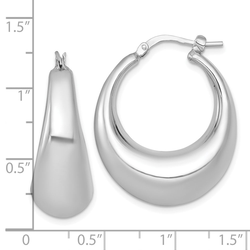 Sterling Silver Rhodium-Plated Polished 12mm Hoop Earrings