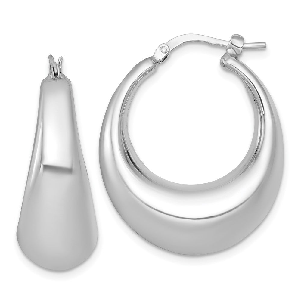 Sterling Silver Rhodium-Plated Polished 12mm Hoop Earrings
