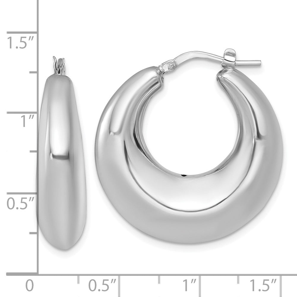 Sterling Silver Rhodium-Plated Polished 8mm Hoop Earrings