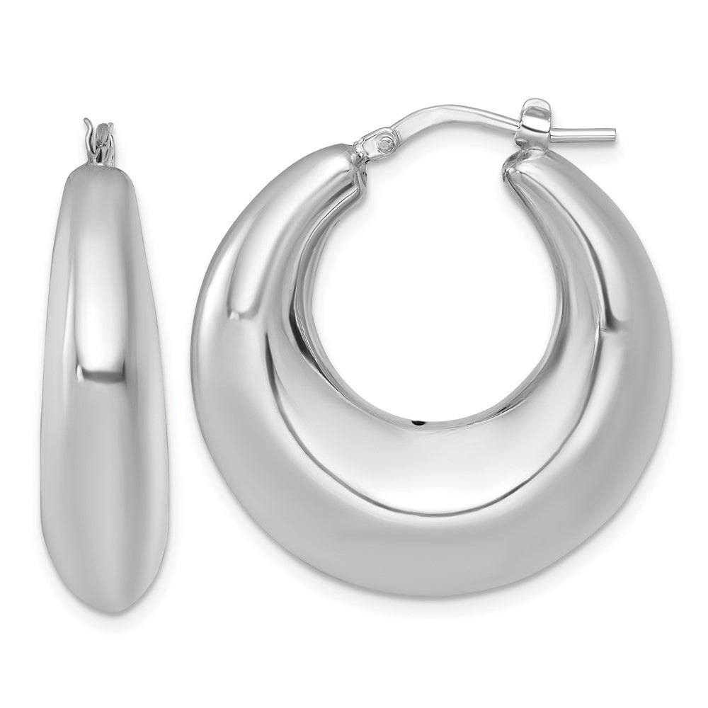 Sterling Silver Rhodium-Plated Polished 8mm Hoop Earrings