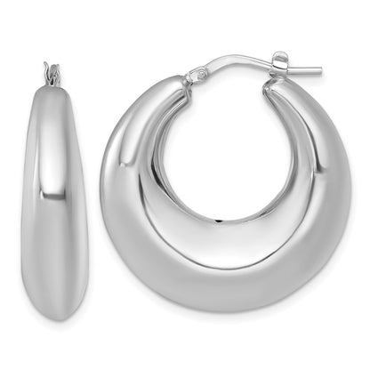 Sterling Silver Rhodium-Plated Polished 8mm Hoop Earrings