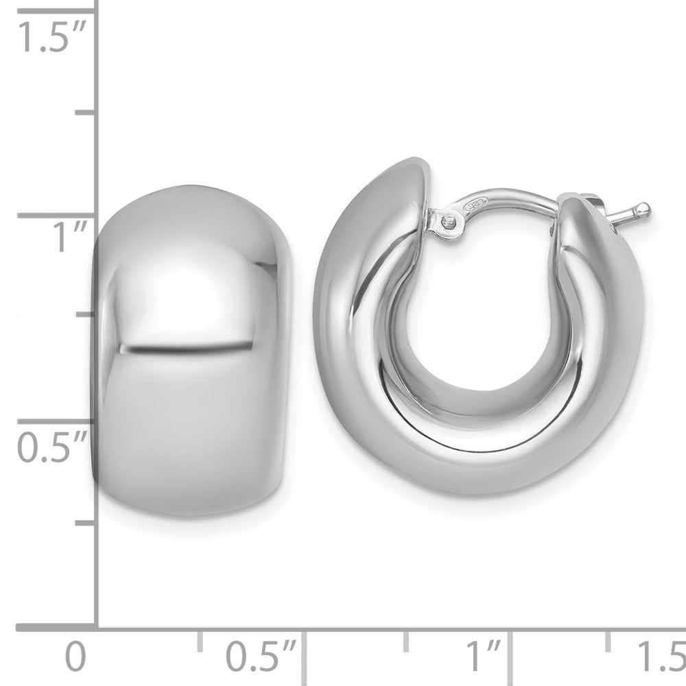 Sterling Silver Polished Rhodium-Plated Hoop Earrings