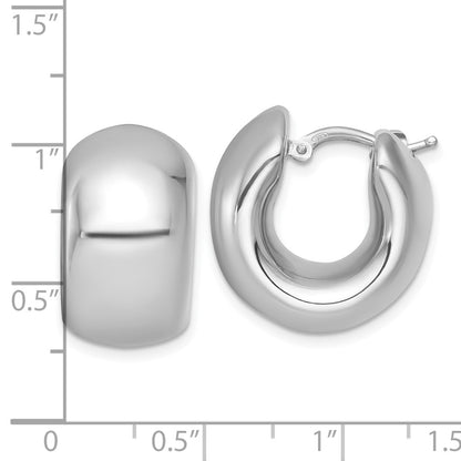 Sterling Silver Polished Rhodium-Plated Hoop Earrings