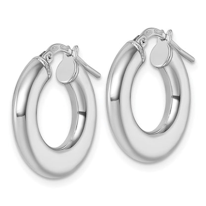 Sterling Silver Rhodium Plated Polished Hoop Earrings
