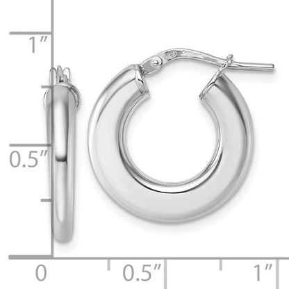 Sterling Silver Rhodium Plated Polished Hoop Earrings