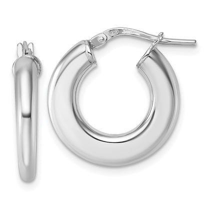 Sterling Silver Rhodium Plated Polished Hoop Earrings