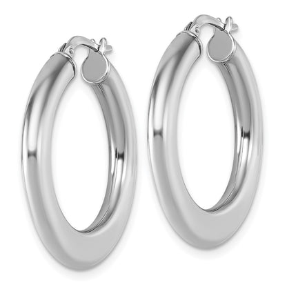 Sterling Silver Rhodium Plated Polished Hoop Earrings