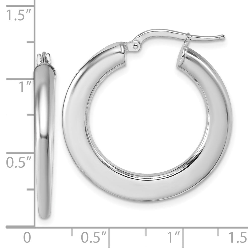Sterling Silver Rhodium Plated Polished Hoop Earrings