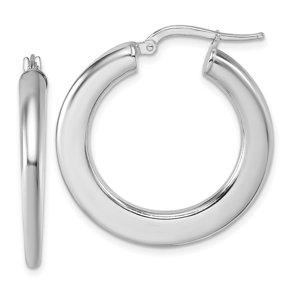 Sterling Silver Rhodium Plated Polished Hoop Earrings
