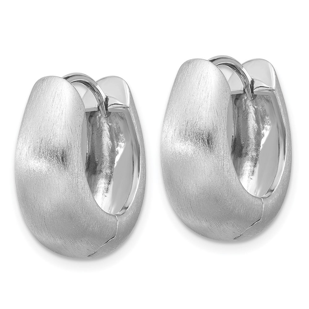 Sterling Silver Rhodium-Plated Brushed Hinged Hoop Earrings