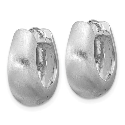 Sterling Silver Rhodium-Plated Brushed Hinged Hoop Earrings