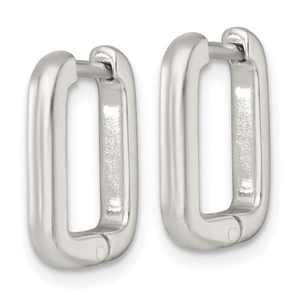 Sterling Silver Polished Hinged Rectangular Hoop Earrings