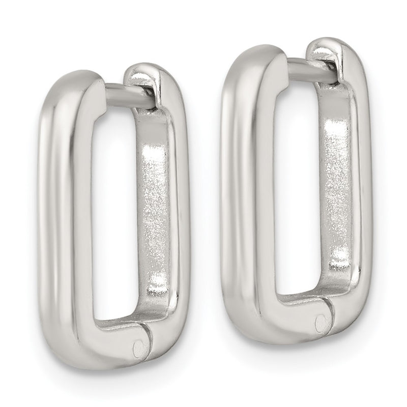 Sterling Silver Polished Hinged Rectangular Hoop Earrings